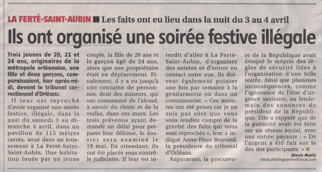 Ils ont organisé une soirée festive illégale