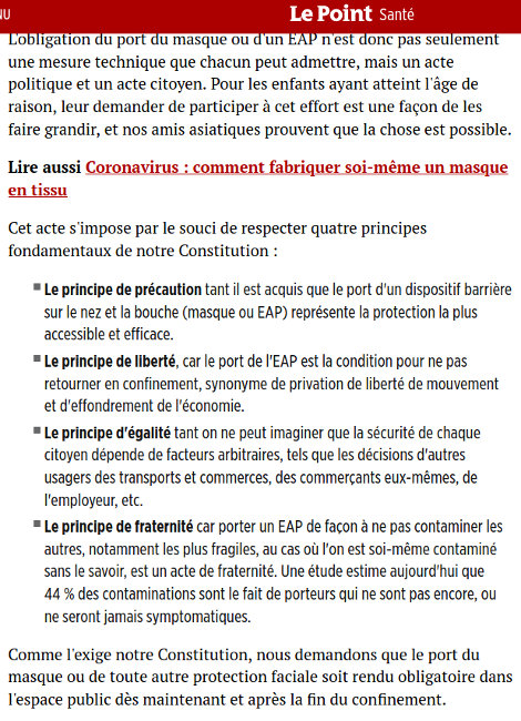 TRIBUNE. Pour l'obligation du port d'une protection faciale