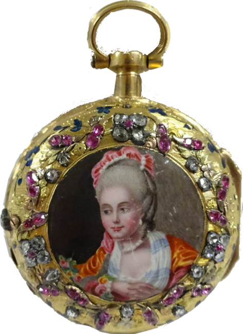 Montre du XVIIIe siècle du Musée du Louvre: Portrait en médaillon de femme